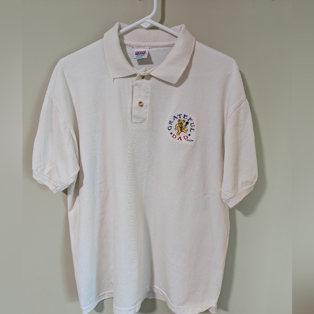 Grateful Dad Cream Polo Shirt Grateful Dead -Large
